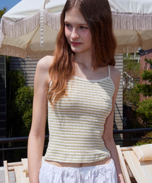 Stripe Rip Slim Sleeveless Khaki