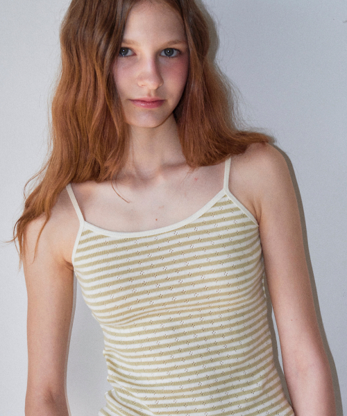ROGIN N ROSIE(ロギンエンロージー)の「Stripe Rip Slim Sleeveless Khaki(Tシャツ/カットソー・レディース・その他・SMALL/MEDIUM)」の2枚目の写真