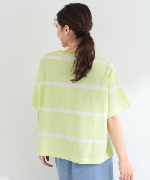SHOO・LA・RUE(シューラルー)の「【ひんやり/S-LL】涼しげで爽やか 太ボーダー斜め切り替えTシャツ(Tシャツ/カットソー・レディース・ブラック系2/ブルー系その他4/ベージュ系2/スモーキーグリーン系3・04/03/02/01)」の21枚目の写真
