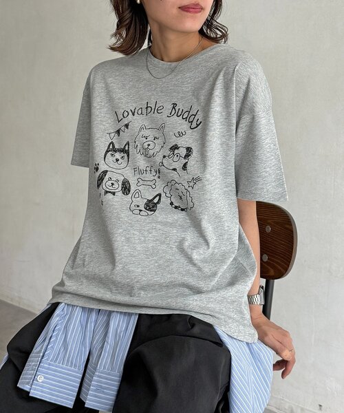 CPCM(シーピーシーエム)の「パウダー半袖T(Tシャツ/カットソー・レディース・ベージュ/イエロー/ピンク/ホワイト/グレー/ネイビー・FREE)」の3枚目の写真