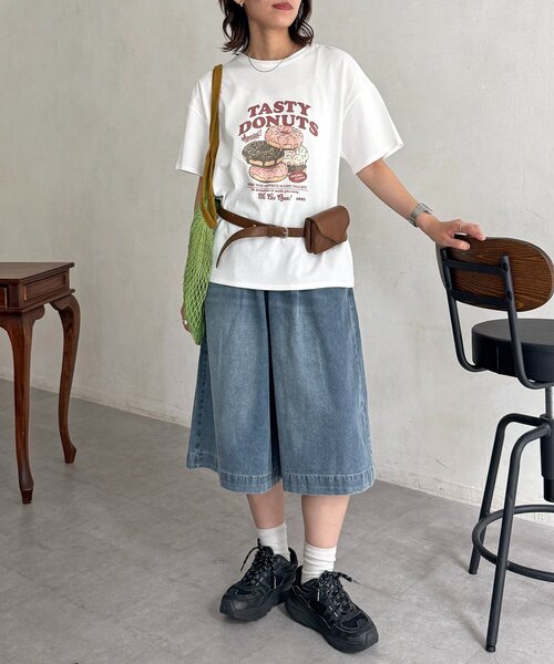 CPCM(シーピーシーエム)の「パウダー半袖T(Tシャツ/カットソー・レディース・ベージュ/イエロー/ピンク/ホワイト/グレー/ネイビー・FREE)」の18枚目の写真