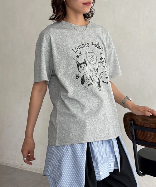 CPCM(シーピーシーエム)の「パウダー半袖T(Tシャツ/カットソー・レディース・ベージュ/イエロー/ピンク/ホワイト/グレー/ネイビー・FREE)」の14枚目の写真
