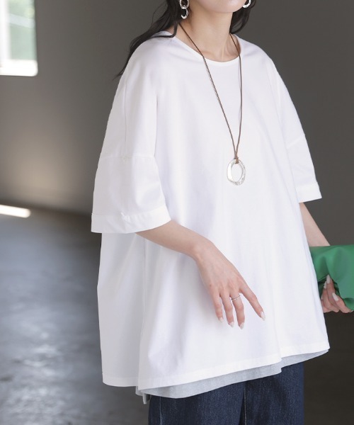 HUG.U(ハグユー)の「「体感-2℃」ロールアップこなれ袖 Tシャツ(Tシャツ/カットソー・レディース・ピンク/グリーン/ブラック/ダークグレー/ホワイト/イエロー・FREE)」の16枚目の写真