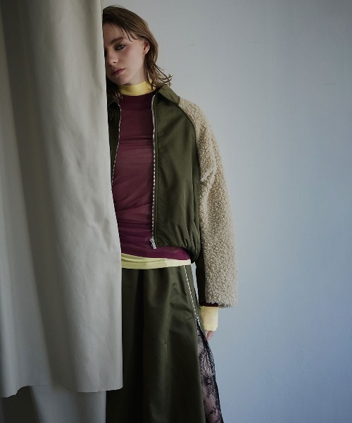 W:Huku(フーク)の「【新色追加】ストレッチ メッシュ ハイネック トップス / Sheer Stretch Mesh Mock Neck Top(Tシャツ/カットソー・レディース・ブルー系その他/クリーム・FREE)」の14枚目の写真