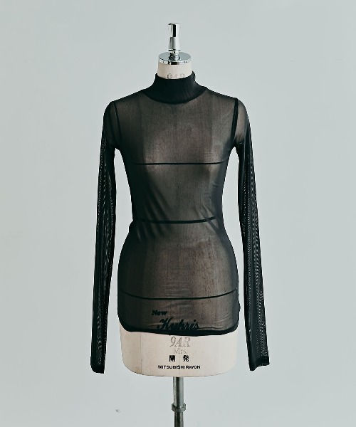 W:Huku(フーク)の「【新色追加】ストレッチ メッシュ ハイネック トップス / Sheer Stretch Mesh Mock Neck Top(Tシャツ/カットソー・レディース・ブルー系その他/クリーム・FREE)」の18枚目の写真