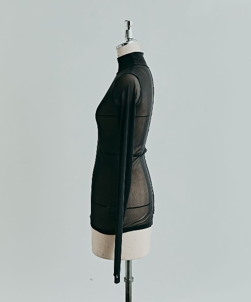 W:Huku(フーク)の「【新色追加】ストレッチ メッシュ ハイネック トップス / Sheer Stretch Mesh Mock Neck Top(Tシャツ/カットソー・レディース・ブルー系その他/クリーム・FREE)」の19枚目の写真