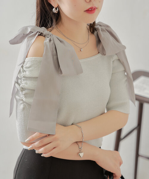 chico ニットトップス 半袖 Chico チコ ニット セーター WEB限定カラー