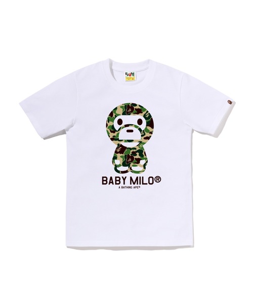A BATHING APE(アベイシングエイプ)の「ABC CAMO BABY MILO TEE(Tシャツ/カットソー・レディース・ブラック×ブルー/ホワイト×グリーン/ブラック×ピンク/ブラック×グリーン/ホワイト×ピンク/ホワイト×ブルー・SMALL/MEDIUM/X-SMALL)」の1枚目の写真