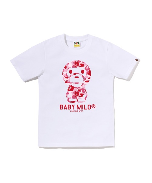 A BATHING APE(アベイシングエイプ)の「ABC CAMO BABY MILO TEE(Tシャツ/カットソー・レディース・ブラック×ブルー/ホワイト×グリーン/ブラック×ピンク/ブラック×グリーン/ホワイト×ピンク/ホワイト×ブルー・SMALL/MEDIUM/X-SMALL)」の3枚目の写真