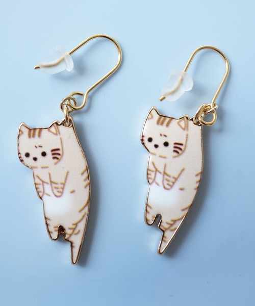 Port(ポート)の「【 Port / ポート 】 ぶらさがりネコ ピアス / キャット_(ピアス(両耳用)・レディース・マルチ/ブラック×ホワイト/ホワイト/グレー/ベージュ/ブラック・FREE)」の6枚目の写真