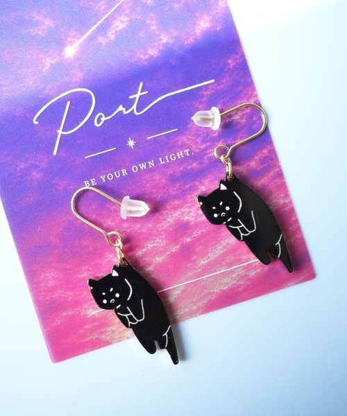 Port(ポート)の「【 Port / ポート 】 ぶらさがりネコ ピアス / キャット_(ピアス(両耳用)・レディース・マルチ/ブラック×ホワイト/ホワイト/グレー/ベージュ/ブラック・FREE)」の3枚目の写真