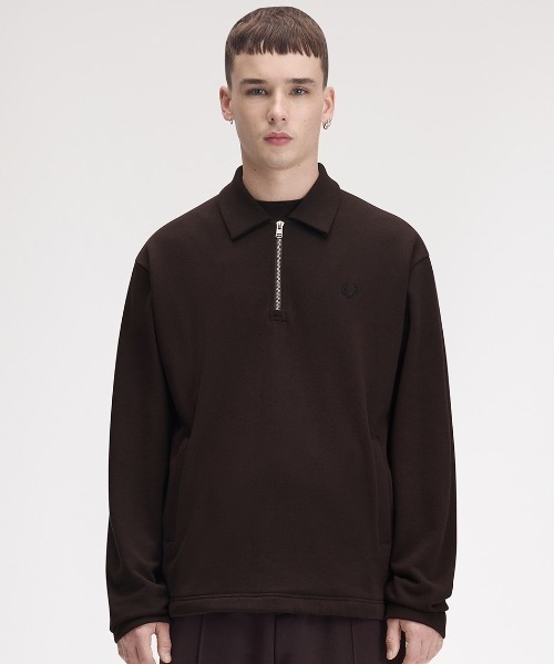 FRED PERRY（フレッドペリー）の「【先行予約受付中】Half-Zip Smock Sweatshirt／ハーフジップスモックスウェット（スウェット・メンズ・ブラウン・S/M/L）」の10枚目の写真