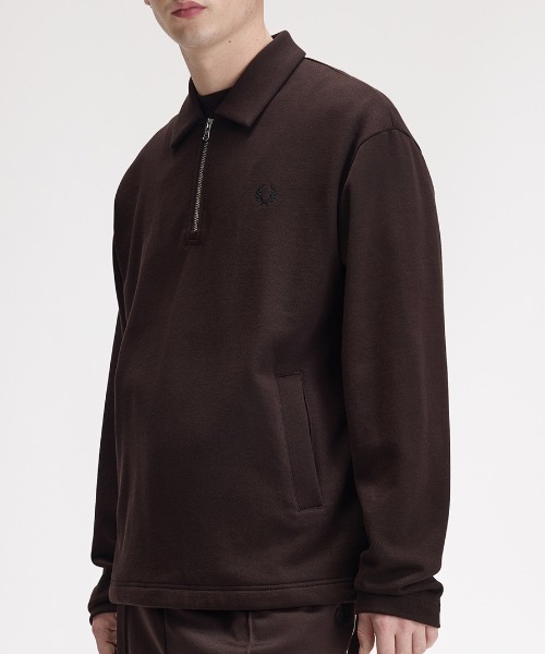 FRED PERRY（フレッドペリー）の「【先行予約受付中】Half-Zip Smock Sweatshirt／ハーフジップスモックスウェット（スウェット・メンズ・ブラウン・S/M/L）」の5枚目の写真