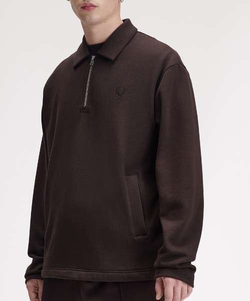 FRED PERRY（フレッドペリー）の「【先行予約受付中】Half-Zip Smock Sweatshirt／ハーフジップスモックスウェット（スウェット・メンズ・ブラウン・S/M/L）」の6枚目の写真