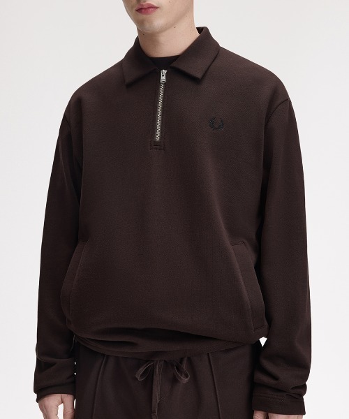 FRED PERRY（フレッドペリー）の「【先行予約受付中】Half-Zip Smock Sweatshirt／ハーフジップスモックスウェット（スウェット・メンズ・ブラウン・S/M/L）」の15枚目の写真