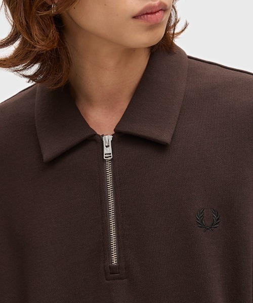 FRED PERRY（フレッドペリー）の「【先行予約受付中】Half-Zip Smock Sweatshirt／ハーフジップスモックスウェット（スウェット・メンズ・ブラウン・S/M/L）」の12枚目の写真