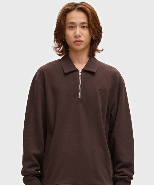 FRED PERRY（フレッドペリー）の「【先行予約受付中】Half-Zip Smock Sweatshirt／ハーフジップスモックスウェット（スウェット・メンズ・ブラウン・S/M/L）」の13枚目の写真