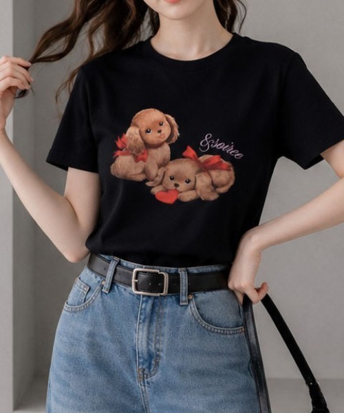 &soiree(アンドソワレ)の「【シルエット選べる2サイズ】【&soiree】ヴィンテージドックTシャツ(Tシャツ/カットソー・レディース・ホワイト/ネイビー/ピンク・MEDIUM/FREE)」の3枚目の写真