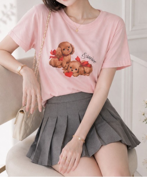 &soiree(アンドソワレ)の「【シルエット選べる2サイズ】【&soiree】ヴィンテージドックTシャツ(Tシャツ/カットソー・レディース・ホワイト/ネイビー/ピンク・MEDIUM/FREE)」の1枚目の写真