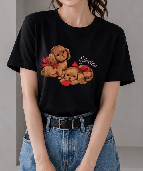 &soiree(アンドソワレ)の「【シルエット選べる2サイズ】【&soiree】ヴィンテージドックTシャツ(Tシャツ/カットソー・レディース・ホワイト/ネイビー/ピンク・MEDIUM/FREE)」の6枚目の写真