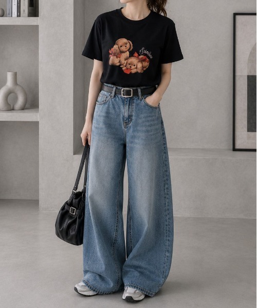 &soiree(アンドソワレ)の「【シルエット選べる2サイズ】【&soiree】ヴィンテージドックTシャツ(Tシャツ/カットソー・レディース・ホワイト/ネイビー/ピンク・MEDIUM/FREE)」の7枚目の写真