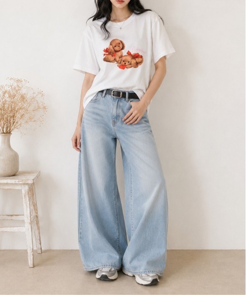 &soiree(アンドソワレ)の「【シルエット選べる2サイズ】【&soiree】ヴィンテージドックTシャツ(Tシャツ/カットソー・レディース・ホワイト/ネイビー/ピンク・MEDIUM/FREE)」の5枚目の写真