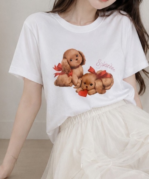 &soiree(アンドソワレ)の「【シルエット選べる2サイズ】【&soiree】ヴィンテージドックTシャツ(Tシャツ/カットソー・レディース・ホワイト/ネイビー/ピンク・MEDIUM/FREE)」の10枚目の写真