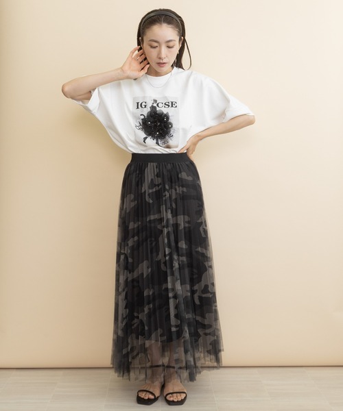 lodie（ロディ）の「ソフトチュール　迷彩スカート（スカート・レディース・カーキ/グレー・FREE）」の17枚目の写真