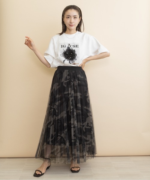 lodie（ロディ）の「ソフトチュール　迷彩スカート（スカート・レディース・カーキ/グレー・FREE）」の19枚目の写真