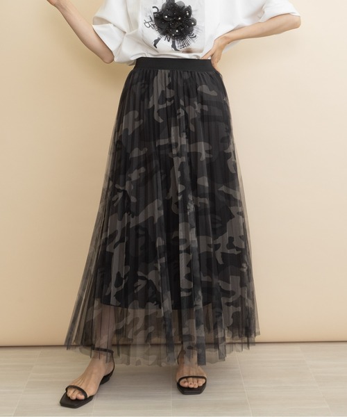 lodie（ロディ）の「ソフトチュール　迷彩スカート（スカート・レディース・カーキ/グレー・FREE）」の16枚目の写真