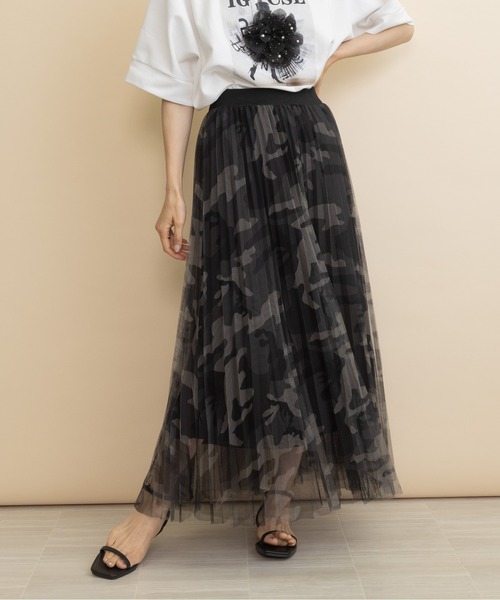 lodie（ロディ）の「ソフトチュール　迷彩スカート（スカート・レディース・カーキ/グレー・FREE）」の20枚目の写真