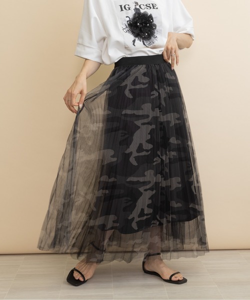 lodie（ロディ）の「ソフトチュール　迷彩スカート（スカート・レディース・カーキ/グレー・FREE）」の18枚目の写真