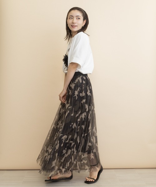 lodie（ロディ）の「ソフトチュール　迷彩スカート（スカート・レディース・カーキ/グレー・FREE）」の12枚目の写真