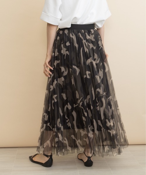 lodie（ロディ）の「ソフトチュール　迷彩スカート（スカート・レディース・カーキ/グレー・FREE）」の13枚目の写真