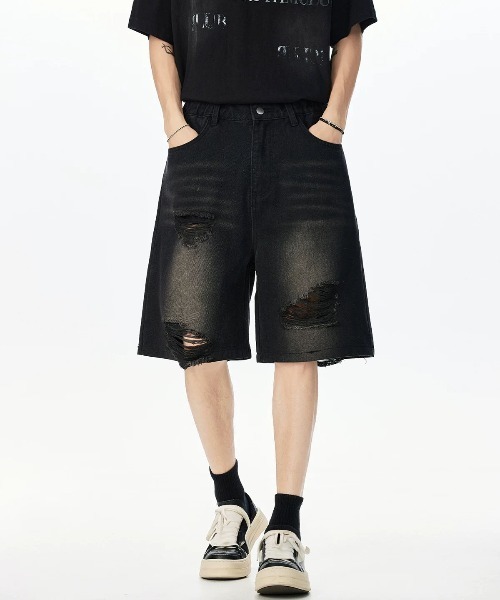 DOUBLE STEAL(ダブルスティール)の「DSダメージデニムショーツ(デニムパンツ・メンズ・ブルー/ブラック・X-LARGE/LARGE/MEDIUM)」の3枚目の写真