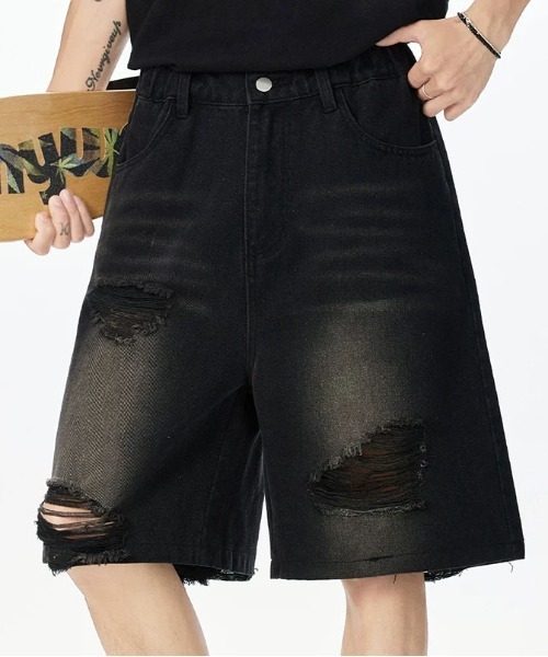 DOUBLE STEAL(ダブルスティール)の「DSダメージデニムショーツ(デニムパンツ・メンズ・ブルー/ブラック・X-LARGE/LARGE/MEDIUM)」の5枚目の写真