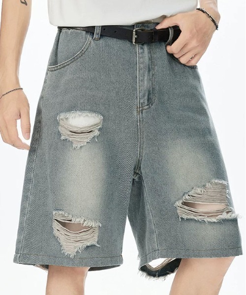 DOUBLE STEAL(ダブルスティール)の「DSダメージデニムショーツ(デニムパンツ・メンズ・ブルー/ブラック・X-LARGE/LARGE/MEDIUM)」の8枚目の写真
