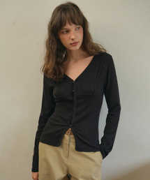 Undertone bustier cardigan_Black(O25-TP21)
