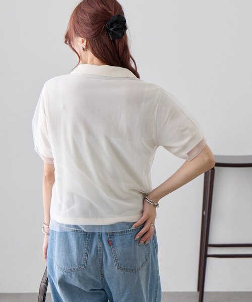 DISCOAT（ディスコート）の「【WEB限定】チュールレイヤードポロプルオーバー（Tシャツ/カットソー・レディース・ホワイト系その他/サックスブルー・MEDIUM）」の10枚目の写真