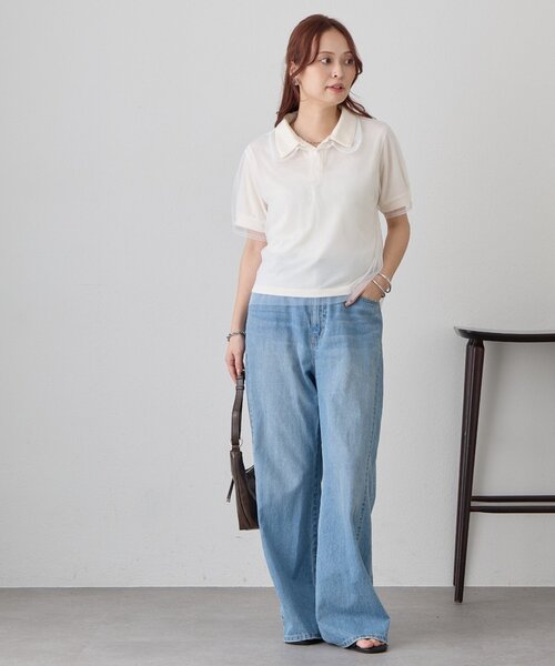 DISCOAT（ディスコート）の「【WEB限定】チュールレイヤードポロプルオーバー（Tシャツ/カットソー・レディース・ホワイト系その他/サックスブルー・MEDIUM）」の11枚目の写真