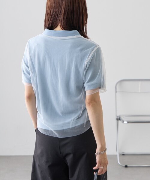DISCOAT（ディスコート）の「【WEB限定】チュールレイヤードポロプルオーバー（Tシャツ/カットソー・レディース・ホワイト系その他/サックスブルー・MEDIUM）」の22枚目の写真