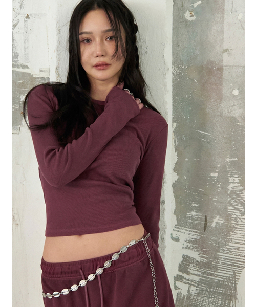 MORVE13（モルブ13）の「メルビルピグメントTシャツ(グレープ)（Tシャツ/カットソー・レディース・ベージュ/スカイブルー/バーガンディー/チャコール・FREE）」の6枚目の写真