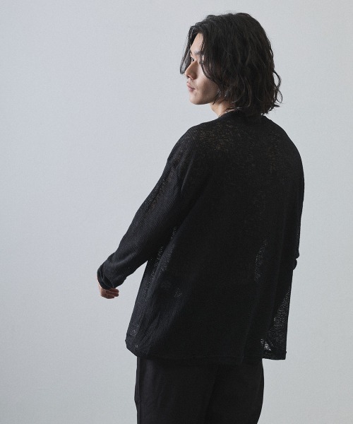 Shoowtime（ショウタイム）の「Sheer Henley Neck Long Sleeve T-Shirt / シアーヘンリーネックロングTシャツ（Tシャツ/カットソー・メンズ・ホワイト/ブラック/ライトブラウン・MEDIUM/LARGE/X-LARGE）」の8枚目の写真