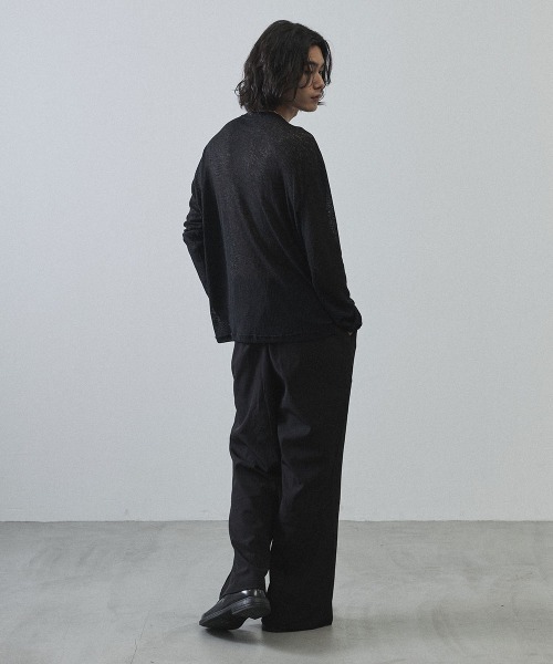 Shoowtime（ショウタイム）の「Sheer Henley Neck Long Sleeve T-Shirt / シアーヘンリーネックロングTシャツ（Tシャツ/カットソー・メンズ・ホワイト/ブラック/ライトブラウン・MEDIUM/LARGE/X-LARGE）」の17枚目の写真