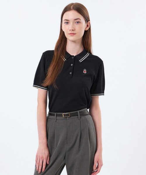 MACKINTOSH PHILOSOPHY(マッキントッシュ フィロソフィー)の「【WEB&一部店舗限定】バッキンガムベア カノコニットポロ(ポロシャツ・レディース・ブルー/ベージュ/ブラック・38)」の2枚目の写真