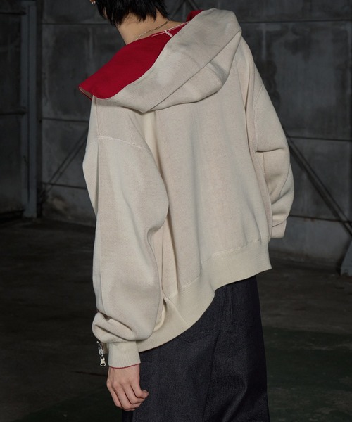 LANDNESS(ランドネス)の「【LANDNESS/ランドネス】Double-Faced Reversible Knit Zip Hoodie/ダブルフェイス リバーシブル ニットジップパーカー(パーカー・メンズ・アイボリー/グレー/ネイビー/ブラック・L/M)」の9枚目の写真