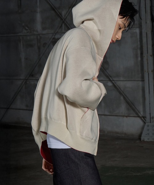 LANDNESS(ランドネス)の「【LANDNESS/ランドネス】Double-Faced Reversible Knit Zip Hoodie/ダブルフェイス リバーシブル ニットジップパーカー(パーカー・メンズ・アイボリー/グレー/ネイビー/ブラック・L/M)」の8枚目の写真