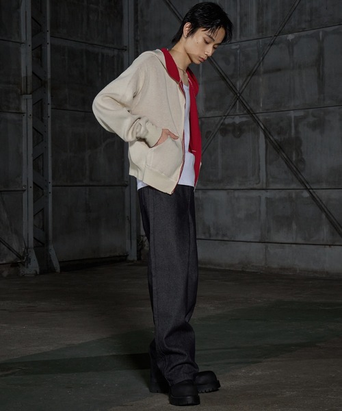 LANDNESS(ランドネス)の「【LANDNESS/ランドネス】Double-Faced Reversible Knit Zip Hoodie/ダブルフェイス リバーシブル ニットジップパーカー(パーカー・メンズ・アイボリー/グレー/ネイビー/ブラック・L/M)」の10枚目の写真