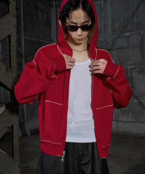 LANDNESS(ランドネス)の「【LANDNESS/ランドネス】Double-Faced Reversible Knit Zip Hoodie/ダブルフェイス リバーシブル ニットジップパーカー(パーカー・メンズ・アイボリー/グレー/ネイビー/ブラック・L/M)」の14枚目の写真