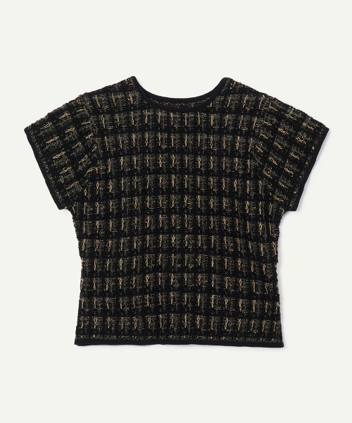 leinwande(ラインヴァンド)の「【leinwande】26AW新作 Check Jacquard Tshirt / チェックジャガードTシャツ(Tシャツ/カットソー・レディース・Black/Yellow/Wine・ONE SIZE)」の2枚目の写真